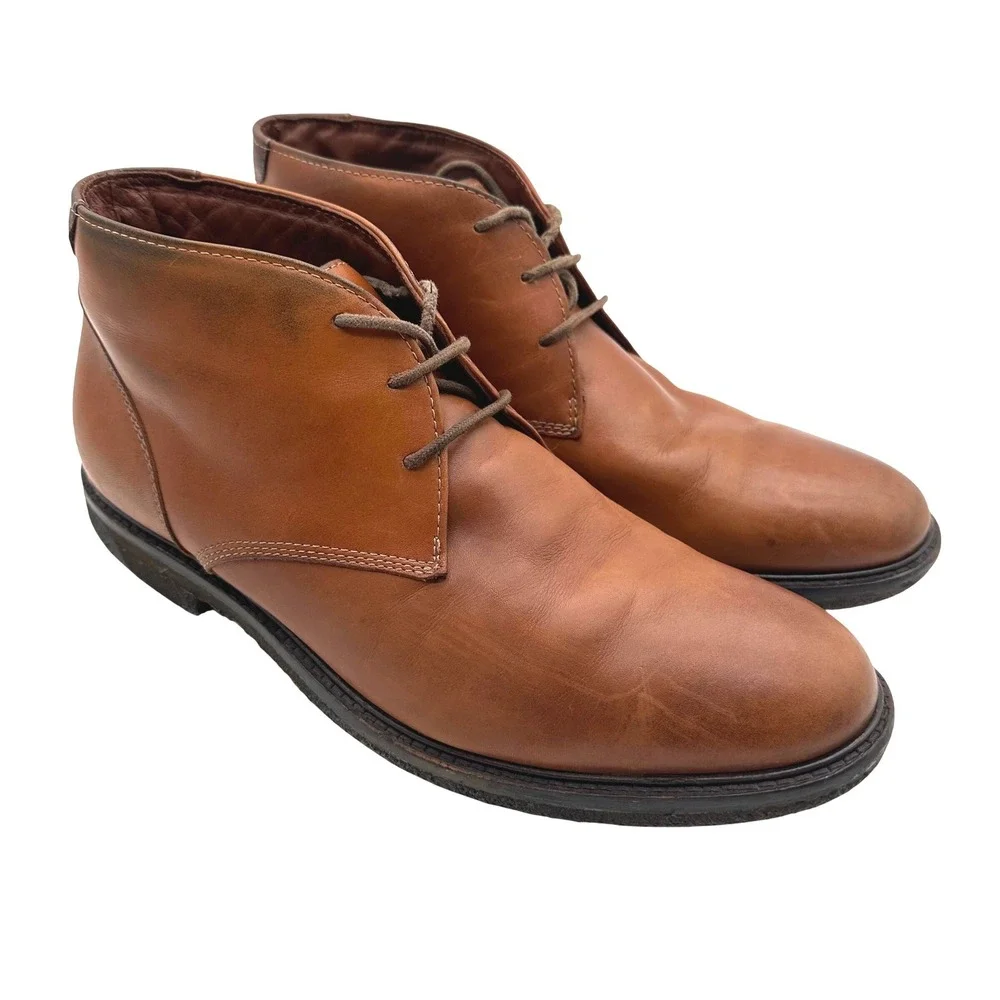 Johnston & Murphy Mens Tan Leather Copeland Chukka Brown Ankle Boots 9M